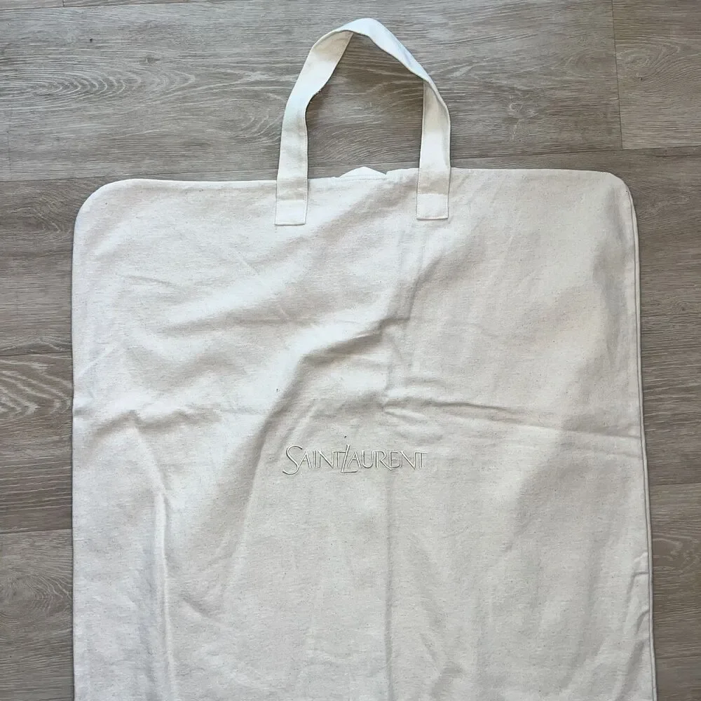 Saint Laurent Cream Flannel Garment Dust Bag Storage Travel Cotton 23